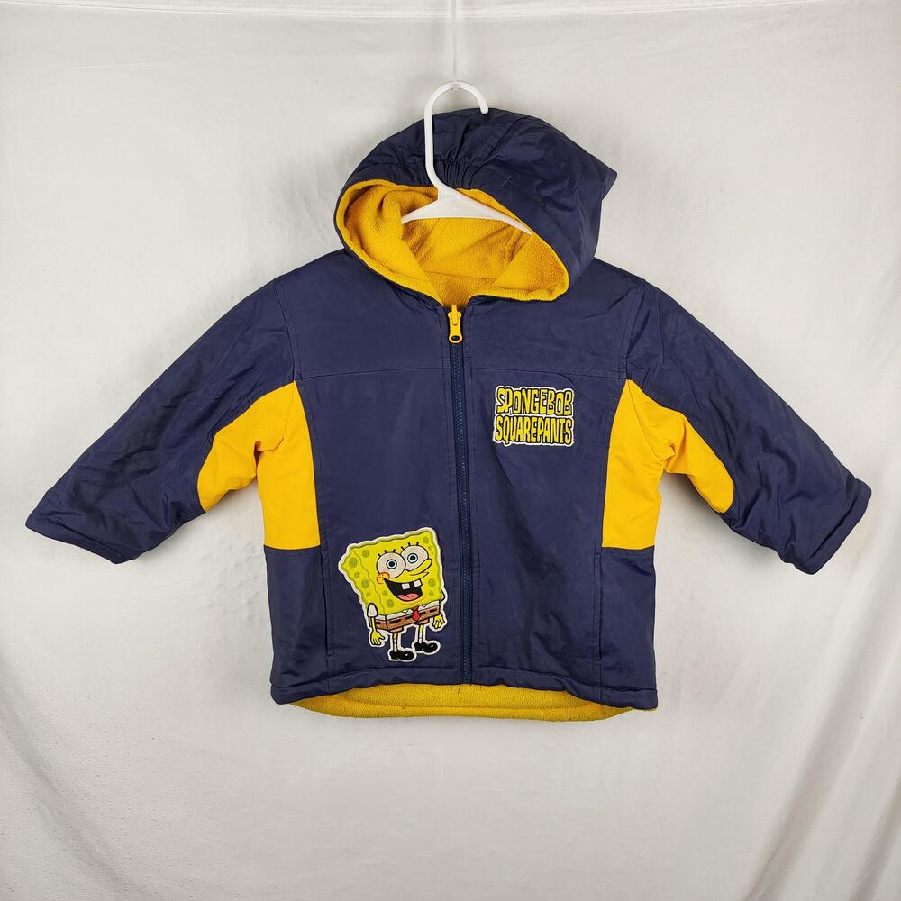SpongeBob squarepants Nickelodeon Jacket Toddler Boys 3T Blue Yellow reversable